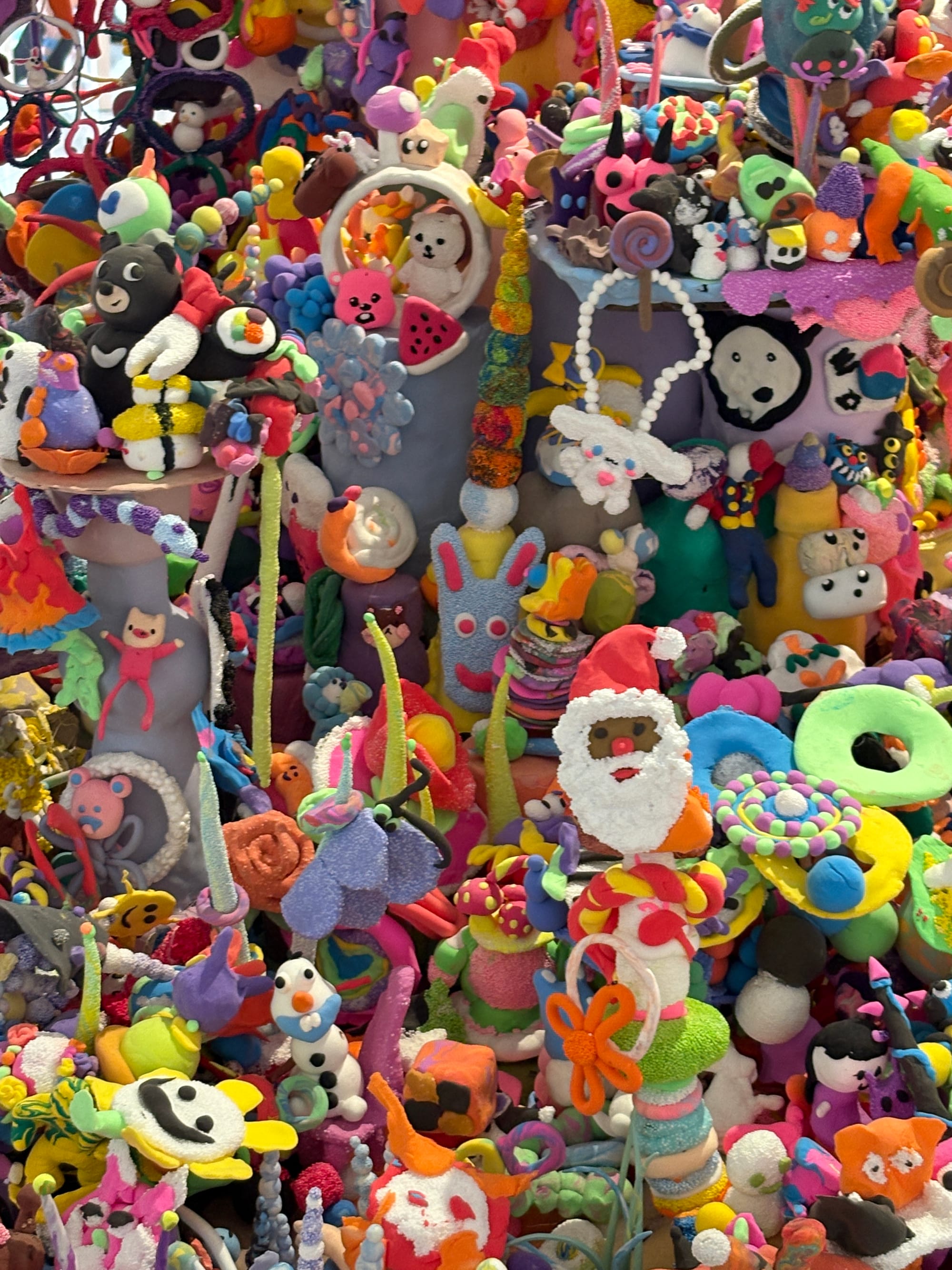 Colorful clay creations made by children.